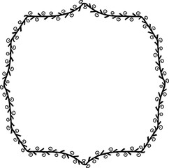 Spiral leaves Branch Square Frame laurel wreath silhouette black horizontal vintage frames flower floral leaf border Botanical Branches ornate leaf Elements design border retro badge decoration 