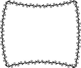 Spiral leaves Branch Square Frame laurel wreath silhouette black horizontal vintage frames flower floral leaf border Botanical Branches ornate leaf Elements design border retro badge decoration 