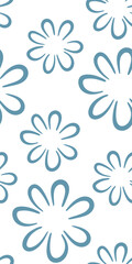Fototapeta na wymiar floral meadow doodle Scandinavian contemporary seamless pattern design fabric printing monochrome stylish modern textured