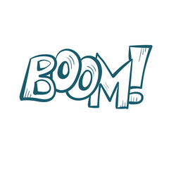 boom comic pop text emotional speech sound vector hand drawn doodle