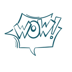 wow comic pop cloud text emotional speech sound vector hand drawn doodle