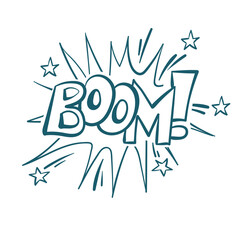 boom comic pop cloud text emotional speech sound vector hand drawn doodle