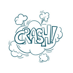 crash comic pop cloud text emotional speech sound vector hand drawn doodle