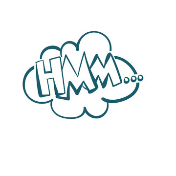 hmm thinking confuse comic pop cloud text emotional speech sound vector hand drawn doodle