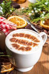 Merry christmas drawing on latte