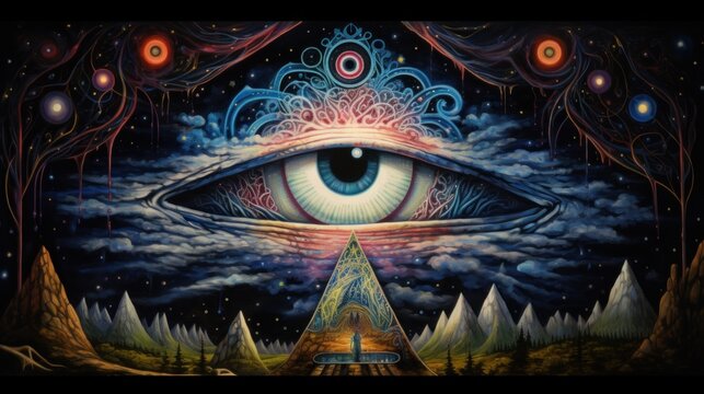 Eye of Providence. Masonic symbol. All-seeing eye. Sacred geometry, religion, spirituality, occultism