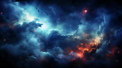 Naklejka premium Beautiful space galaxy cloud nebula. Colorful star night cosmos. Universe science astronomy. Supernova background wallpaper. Generative AI