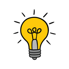 Hand-drawn cartoon doodle icon light bulb on a white background.