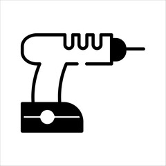 Drill icon. Vector illustration, flat design.