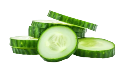 Foto op Plexiglas Cucumber slices isolated on a transparent background created with Generative AI technology © Laughing Cat
