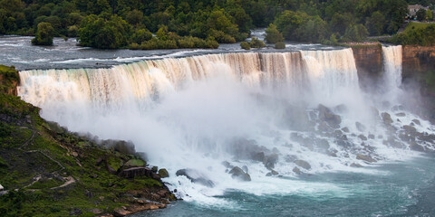 Fototapeta premium Late afternoon elevated shot of the sunlit American Falls, Niagara Falls, USA