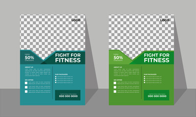 GYM / Fitness Flyer template with grunge shapes. vector 