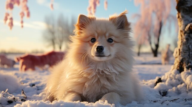 A Dog In A Snow-Covered New Years Landscape Snowy , Background Images, Hd Illustrations