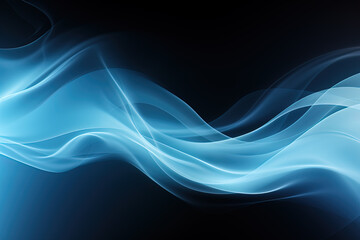 Abstract electric blue light wavy smoke background