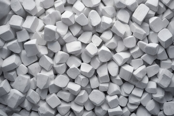Close up photo of a white chalk stones pile, abstract white backdrop