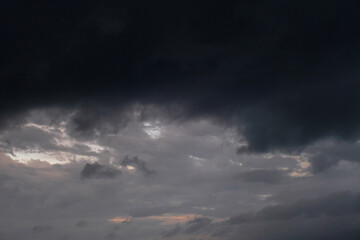 Dramatic stormy cloudscape. Extrem weather background.