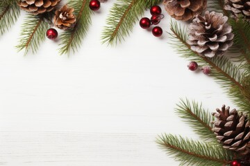 Naklejka na ściany i meble Christmas Joy and Festive Decorations on a Snowy Canvas Created With Generative AI Technology