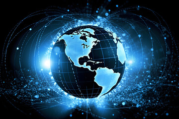 Naklejka premium world map and globe. 