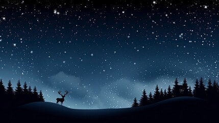 christmas background for of Starlit Night a dark sky Reindeer
