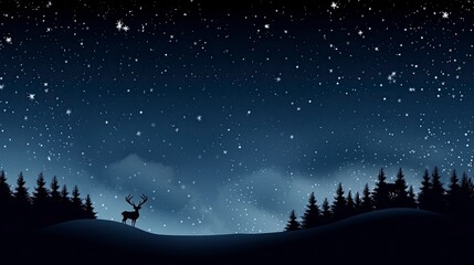 Naklejka premium christmas background for of Starlit Night a dark sky Reindeer