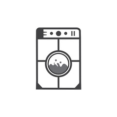 Washing machine icon design flat style line art black and white. Clothes dryer or Laundry Vector template.