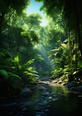 Fototapeta premium Rainforest, jungle, generative ai 