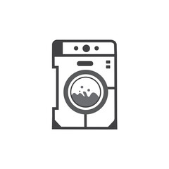Washing machine icon design flat style line art black and white. Clothes dryer or Laundry logotype Vector element.
