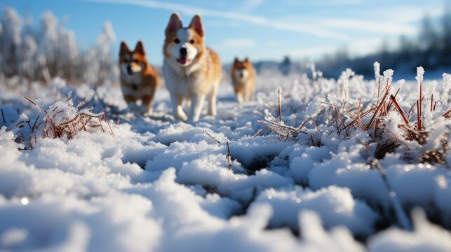 A Dogs Paw Prints In New Years Snow Wintry Paw, Background Images, Hd Illustrations