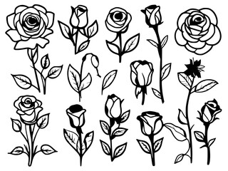 Hand drawn flowers svg bundle, roses svg, flower svg cut files, flowers clipart, flowers vector, flowers cricut svg, flowers silhouette,