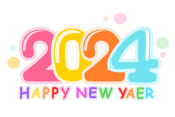 
Colorful Happy New Year for New Year 2024 celebration. Designed for greetings, posters, banners or calendar prints. Vector illustration.