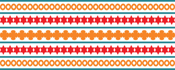 Abstract bright colorful pattern banner design template with tribal aztec style ornament. Ethnic background collection. Ethnic border style seamless pattern. Tribal mexico or african print design art.