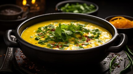 Indian Red Lentil Dahl Soup in a bowl