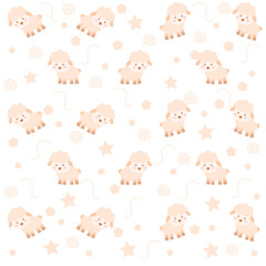 Obraz na płótnie Canvas Seamless background with cute sheep in white background. Vector, illustration