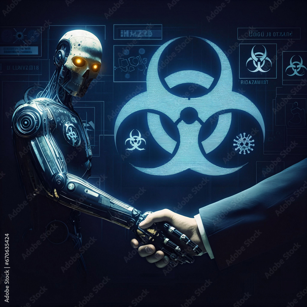 Poster criminal ai. misuse of ai. development of bio-weapons & viruses. dangers of artificial intelligence.