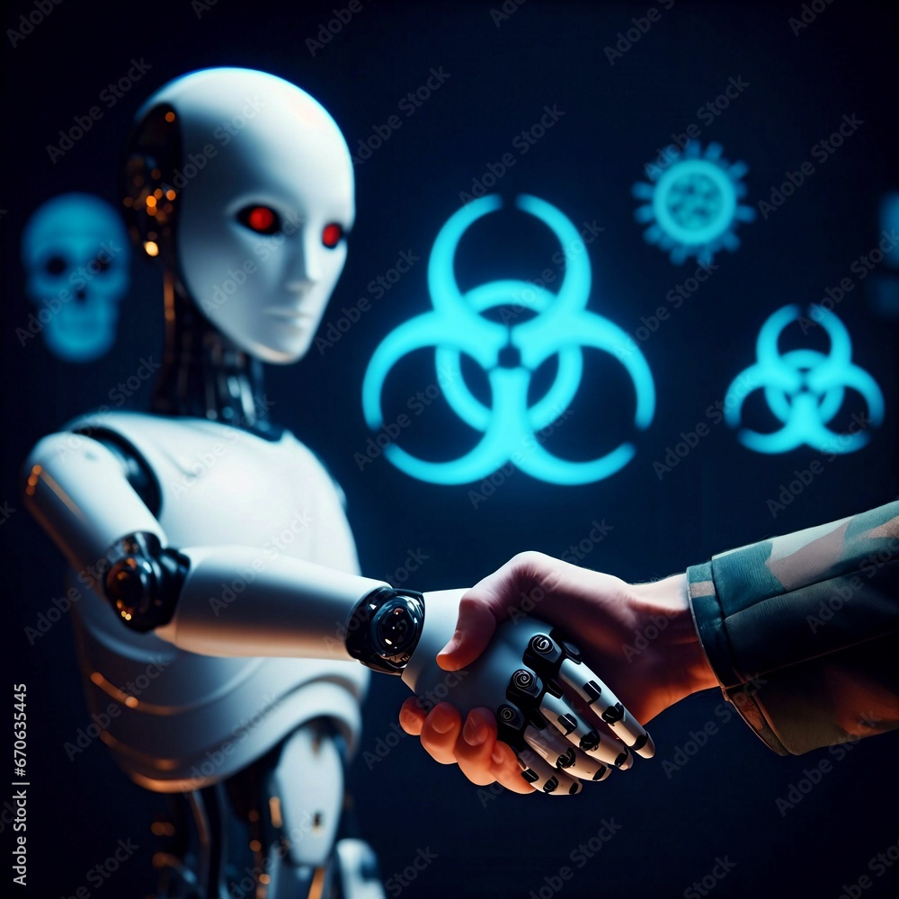 Poster criminal ai. misuse of ai. development of bio-weapons & viruses. dangers of artificial intelligence.