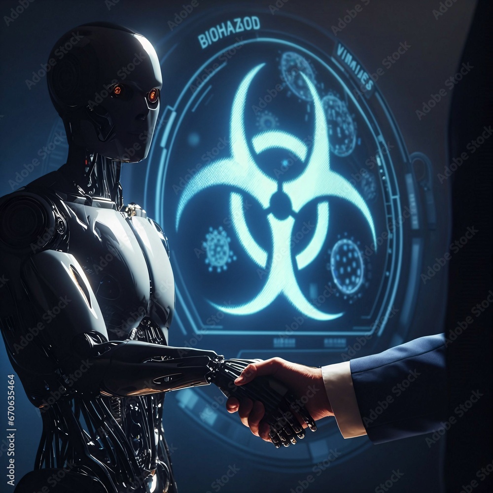 Poster criminal ai. misuse of ai. development of bio-weapons & viruses. dangers of artificial intelligence.