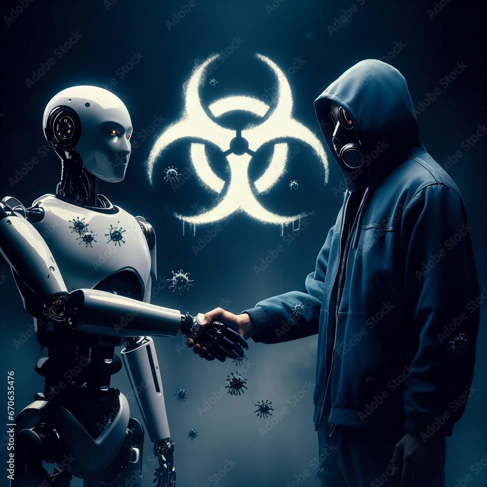 Poster criminal ai. misuse of ai. development of bio-weapons & viruses. dangers of artificial intelligence.