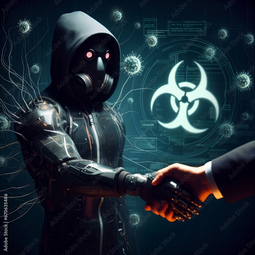 Poster criminal ai. misuse of ai. development of bio-weapons & viruses. dangers of artificial intelligence.