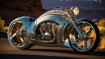 A sleek motorbike roars down the open road, its tires gripping the ground as it weaves through traffic, a blur of metal and asphalt