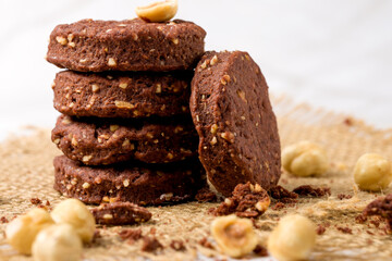 Chocolate cookies with hazelnuts