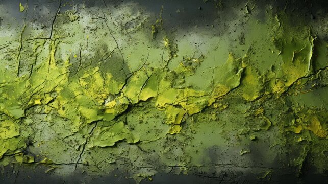 A vividly textured and chaotic depiction of nature's resilience, as vibrant green hues dance amidst an abstract landscape of fractured beauty