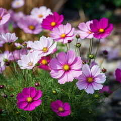 Fototapeta premium pink and white flowers in garden