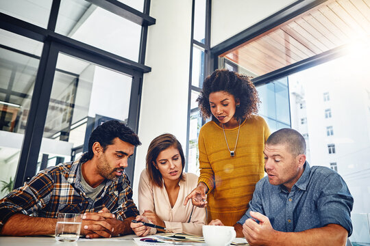 People, meeting and teamwork with web designer of app, planning and working in development of online marketing. Website, design or group feedback for technology, strategy or creative problem solving