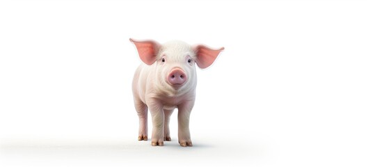 A white background showcasing a 3 dimensional depiction of a pig in motion