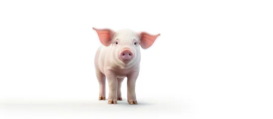 Fotobehang A white background showcasing a 3 dimensional depiction of a pig in motion © 2rogan