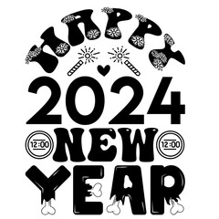 happy 2024 new year, Happy New Year SVG Design