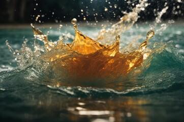 Sunlit Waves: Reflective Motion and Splashing Water