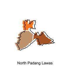 Map City of North Padang Lawas High detailed illustration design, World map country vector illustration template