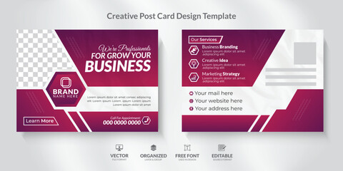 Fototapeta premium Corporate Business Postcard Design Templat with modern and unique layout.