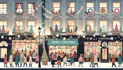 Fototapeta premium Merry Christmas Themed Image, Christmas tree, beautiful and peaceful place
